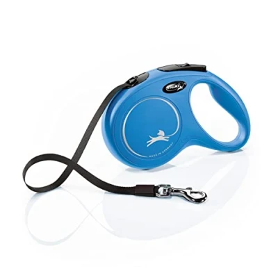 Image of Flexi New Classic Tape Blue Medium 5m Retractable Dog Leash/Lead for dogs up to 25kgs/55lbs