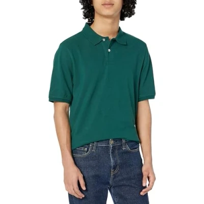 Image of Amazon Essentials Men&#039;s Regular Fit Cotton Pique Polo Shirt (Available in Big &amp; Tall), Dark Green, S