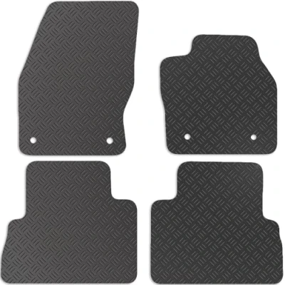 Image of Carsio Rubber Car Mats For Ford C Max 2015 to 2019 Tailored Fit Floor Mat Set Complete Accessory Black Custom Fitted All Weather &amp; Heavy Duty, Anti Slip Backing with Clips