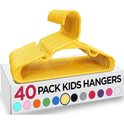 Image of Utopia Home Plastic Kids Hangers for Clothes Pack of 40 Durable and Slim Baby Space Saving Children&#039;s All Purpose Garment Trouser Skirt Bar Toddler (Yellow)