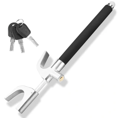 Image of Turnart Steering Wheel Lock Universal Car Anti Theft Device Retractable with 3 Keys for Auto/Truck/SUV/Van(Black)