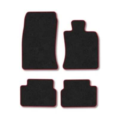 Image of Car Mats Compatible with Mini Clubman (2007 2015) [R55] Tailored Fit Red Carpet Floor Set Accessory Custom 4 Pieces Anti Slip Backing &amp; Binding Trim Edge