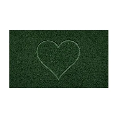 Image of Nicoman Embossed Spaghetti Door Mat Dirt Trapper Jet Washable Doormat 70x43cm (Green, HEART Shape) Use on Carpet ONLY
