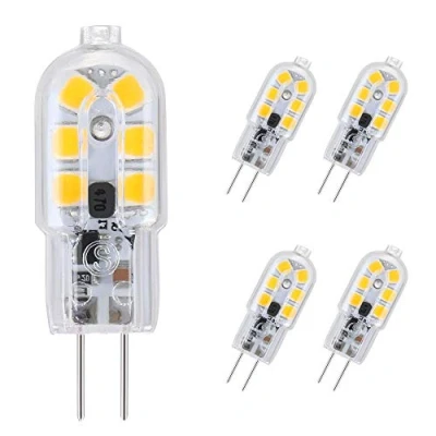 Image of Vicloon G4 LED Light Bulbs, Warm White 2W 12V AC DC 3000K, No Flicker, 360 Beam Angle, Equivalent 15W Halogen Lamps with Frosted Cover 5 Pack (Transparent 5pcs)