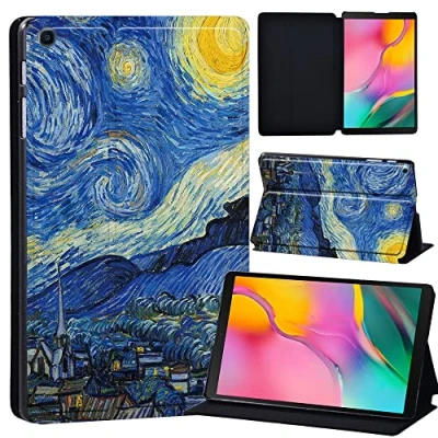 Image of Printed Leather slim lightweight Stand Cover Case for Samsung Galaxy Tab A 10.1 2019 (Model: SM T510 T515), with Function (Black) (dark sky paint)
