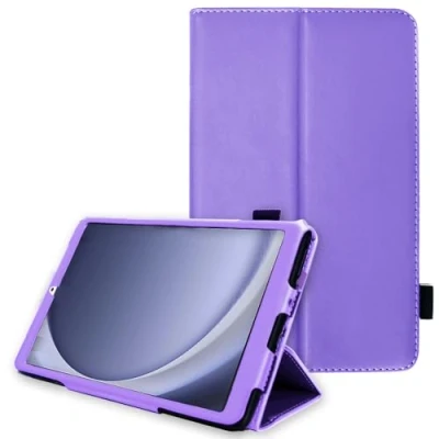 Image of TECHGEAR Leather Case for Samsung Galaxy Tab A9 8.7&quot; (SM X110 / SM X115) Premium PU Slim Folio Stand Cover with Hand Strap [Purple]