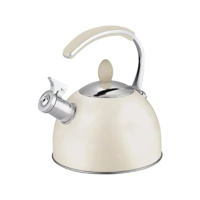 Image of Buckingham 17072 Stainless Steel Induction Stovetop Whistling Kettle 2.0 L Matt Cream, 2 liters, Black