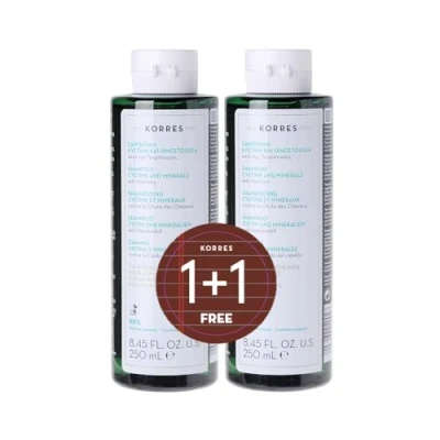 Image of KORRES Cystine + Minerals Anti Hair Loss Shampoo For Men 2 x 250ml Value Set (Worth £30)