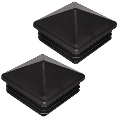 Image of SKIR&#039;CO (2 pcs) Square Plastic Plugs 80 x mm, Tube End Caps, Fence Post Plugs, Inserts, Black RAL 9005