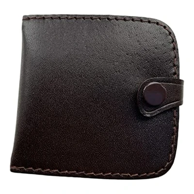 Image of Lorenz Men&#039;s Leather Square Tray Coin Purse with Section for Notes Dark Brown