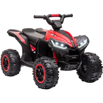 Image of HOMCOM 12V Electric Quad Bike for Kids Ride On Car ATV Toy, with Forward Reverse Functions, LED Headlights, Music, Ages 3 5 Years Red