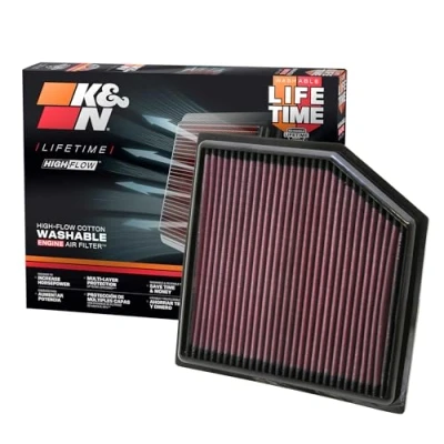 Image of K&amp;N Engine Air Filter: High Performance, Premium, Washable, Panel 2010 2019 (GS 300, GS 350, IS RC Vellfire, Alphard, Mark X), 33 2452