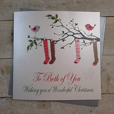 Image of White Cotton Cards To Both Of You Wishing A Wonderful, Handmade Large Christmas Card (Code xx14 80)