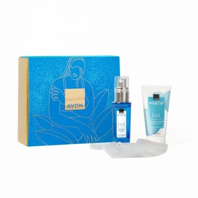 Image of Avon Anew Spa at Home Hydrating Hyaluronic Gift Set, Contains Hydrate &amp; Plump Serum 30ml Water Cream 50ml, Quench Thirsty Skin and Lock in Hydration, Cruelty Free