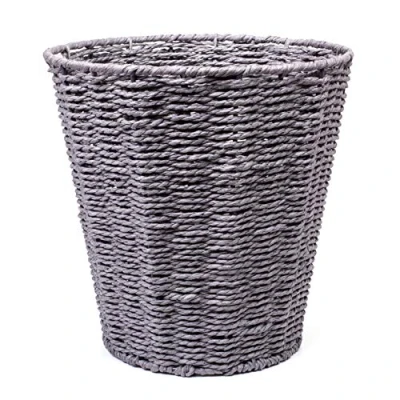 Image of woodluv Round Waste Paper Basket Bin Rubbish for Bedroom, Bathroom, Offices or Home Grey