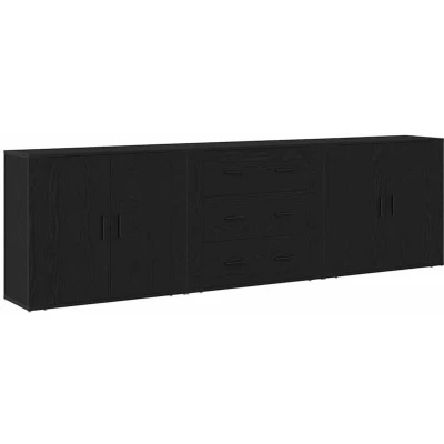 Image of vidaXL Sideboards 3 pcs Black Oak Engineered Wood