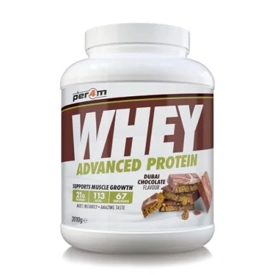 Image of Per4m Protein Whey Powder 67 Servings of High Shake with Amino Acids for Optimal Nutrition When Training Low Sugar Gym Supplements (2010g, Dubai Chocolate)