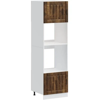 Image of vidaXL kalmar smoked oak kitchen oven cabinets/stands 2 units engineered wood ample storage with adjustable feet 60x57x207cm