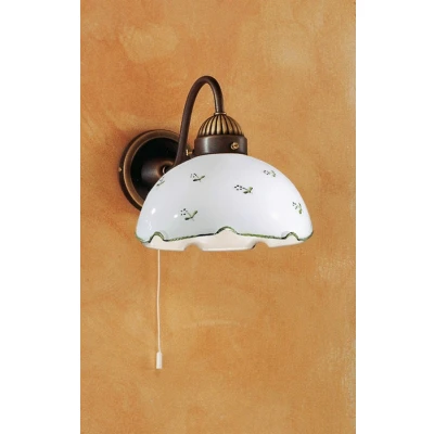 Image of Nonna Cottage Style Glass Wall Light Matt Antique Brass, 1x E27