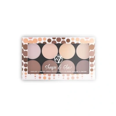 Image of W7 Shape &amp; Glow Highlight Contour Powder Palette Professional 8 Shade Face Makeup