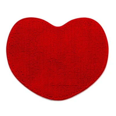 Image of SWEET HOME Absorbent Non Slip Bathroom Rug in Chenille Heart Microfibre Ideal as a Bedroom Rug, Washable Kitchen Multi Purpose Bath Mat, 60 x 50 cm