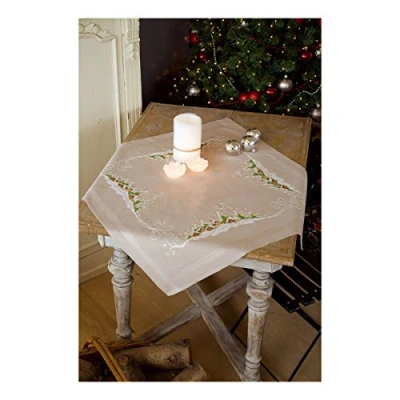 Image of Vervaco Embroidery Kit: Tablecloth: Village in The Snow, COTTON NA, 80 x 80cm