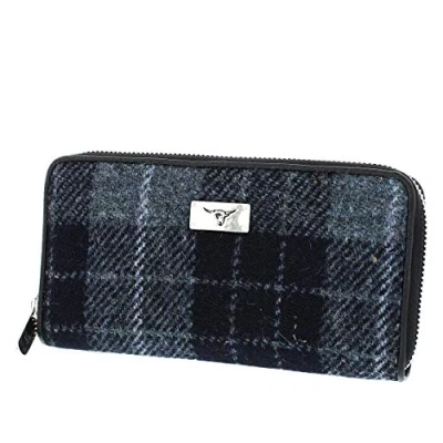 Image of Glen Appin Harris Tweed Large Zip Purse LB2100 Staffa (95 Grey/Black)