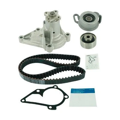 Image of VKMA95632, VKPC95857 Water Pump + Timing Belt Kit SKF VKMC 95632 with gaskets/seals 105 rounded tooth profile Sheet Steel HYUNDAI: Getz, Coupe II