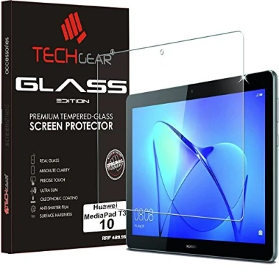 Image of TECHGEAR Glass Edition fits for Huawei MediaPad T3 10 (9.6&quot; Screen) Genuine Tempered Screen Protector Guard Cover Compatible with Tablet