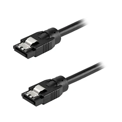 Image of StarTech.com 24 Inch (60cm) Round SATA Cable Latching Connectors 6Gbs Data Cord Hard Drive Power Black (SATRD60CM)