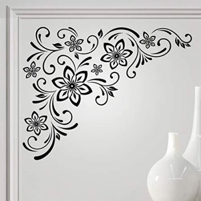 Image of Flowers Wall Sticker Tree Decal Flower Art Bedroom Living Room Stickers decir Rose Kid Nursery Decals Wallpaper Blossom Mural Vinyl Removable Decoration Girl Decor Baby boy Large Floral
