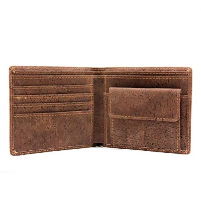 Image of Boshiho Vegan Cork Wallet for Men RFID Blocking Bifold Slim Purse Front Pocket Design with Coin Card Slots Sustainable Vegetarian Gift (Cork 1)