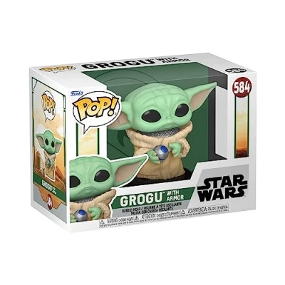 Image of Funko Pop! Star Wars: BoBF Grogu (the Child, Baby Yoda) (Grogu Yoda), With Armor the Book Of Boba Fett Collectable Vinyl Figure Gift Idea TV Fans