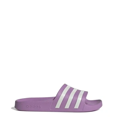 Image of adidas Women&#039;s Adilette Aqua Slides, preloved Purple/Off White/Grey Two, 10 UK
