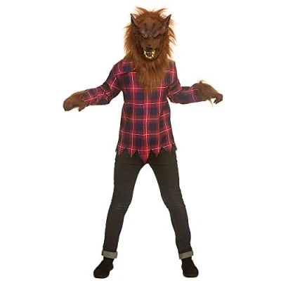 Image of Kids Boys Scary Werewolf Halloween Fancy Dress Costume, Red &amp; Blue, 8 10 years