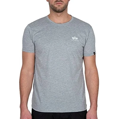 Image of Alpha Industries Men&#039;s Basic T Small Logo Shirt, Opaque, Grey Heather/White, M