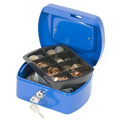 Image of Cash Box Q CONNECT Small 155x75x120mm Blue/Office Equipment/Type Small/Shape Rounded/Material Metal/Colour Blue/Dimensions (mm) 155x75x120