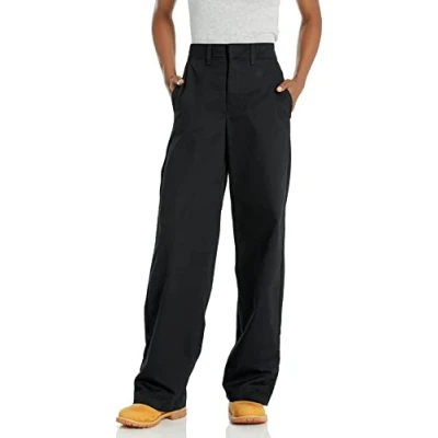 Image of Dickies Womens Women&#039;s High Rise Wide Leg Twill Pants, Rinsed Black, 34