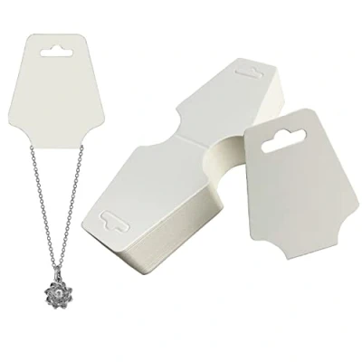Image of Upstore 100Pcs Necklace Display Cards Blank Card Holder Jewelry Hanging Folding for Necklaces Bracelets Hang Tags 4.72 x 1.97 inch