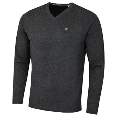 Image of Calvin Klein Mens V Neck Soft Sweater Charcoal XXL