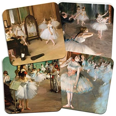 Image of Degas 95mm Square Ballet Themed Cork Backed Coaster Set of 4.