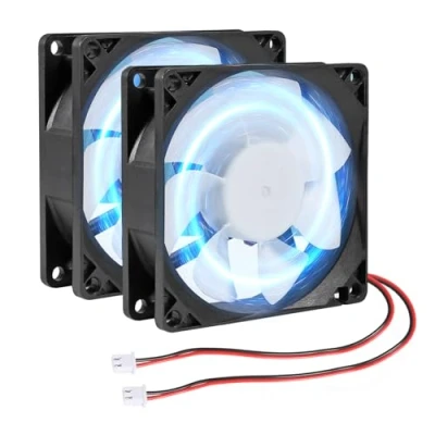 Image of 2Pcs 80mm/3.15inch for DC Fan 5V Computer Case 80x80x25mm 2Pin 8025 Blue LED Power Cooling Brushless Cooler 8cm PC CPU Axial Radiator