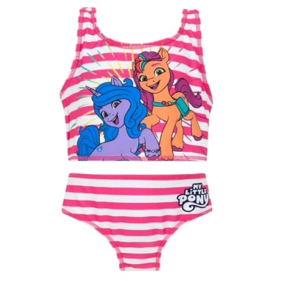 Image of My Little Pony Girls Swimming Costume 2 Piece Tankini Girls&#039; Swim Separates Pink 7 8 Years