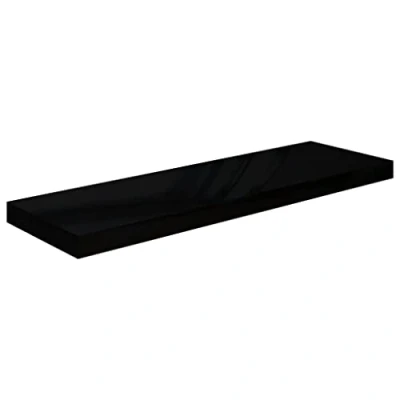 Image of vidaXL Floating Wall Shelf, 1.9 kg High Gloss Black Display Honeycomb MDF and Metal Frame, Invisible Mounting System, Modern Design, 80x23.5x3.8 cm