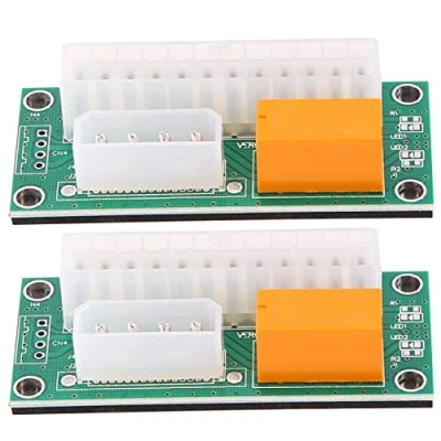 Image of Kopinma 2 Pack Dual PSU Multiple Power Supply Adapter, Synchronous Board Double Add2Psu with Sata ATX 24 Pin to Molex 4Pin Connector for BTC Miner