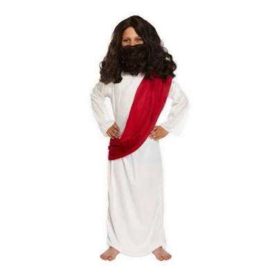 Image of HENBRANDT Children’s Nativity Joseph White Tunic with Red Sash Xmas Fancy Dress Outfit Mary and Biblical Costume Christmas Play Size Small Ages 4 6 for Boys