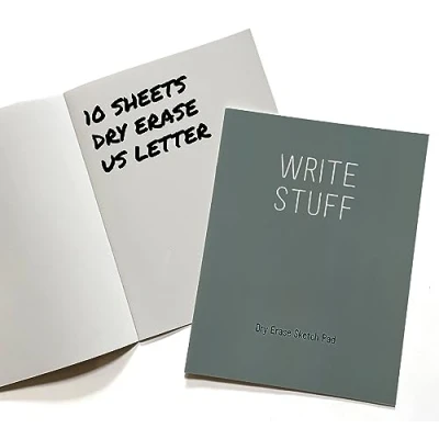 Image of Write Stuff Dry Erase Reusable Notebook Whiteboard Notepad Letter Size 8.5 x 11 inches (10 Sheets)