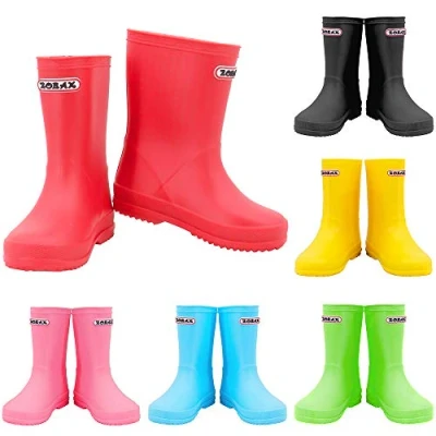 Image of Zorax UK12 Kids EU30 Red Girls Boys Waterproof Non Slip Motorbike Rain Boots Shoes Wellies Unisex Children Wellington