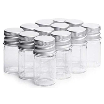 Image of VASANA 12PCS 30ml Clear Glass Cute Strong Decorative Bottles Vials Tube Jars Cans Container with Aluminum Cap for Cosmetics Dispensing Sample Message Essential Oil Powders Wishing Storage