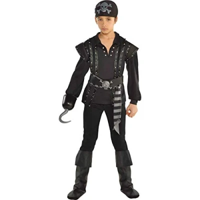 Image of amscan (PKT) (9904720) Child Boys Dark Sea Scoundrel Costume (6 8yr) Black